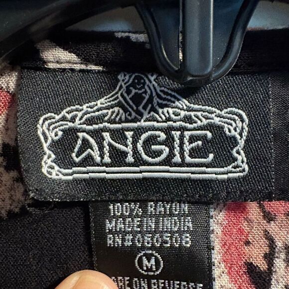 Angie Womens Floral Kimono Duster Open Front Oversized Medium Bohemian Black - Picture 2 of 3